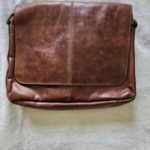 Fossil Men's Brown Leather Messenger Bag (with arm strap)
